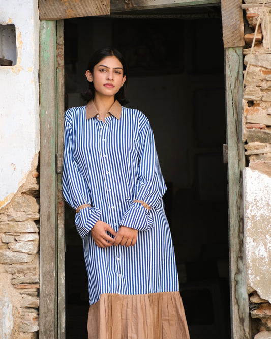 Sand & Stripes Button-Down Dress